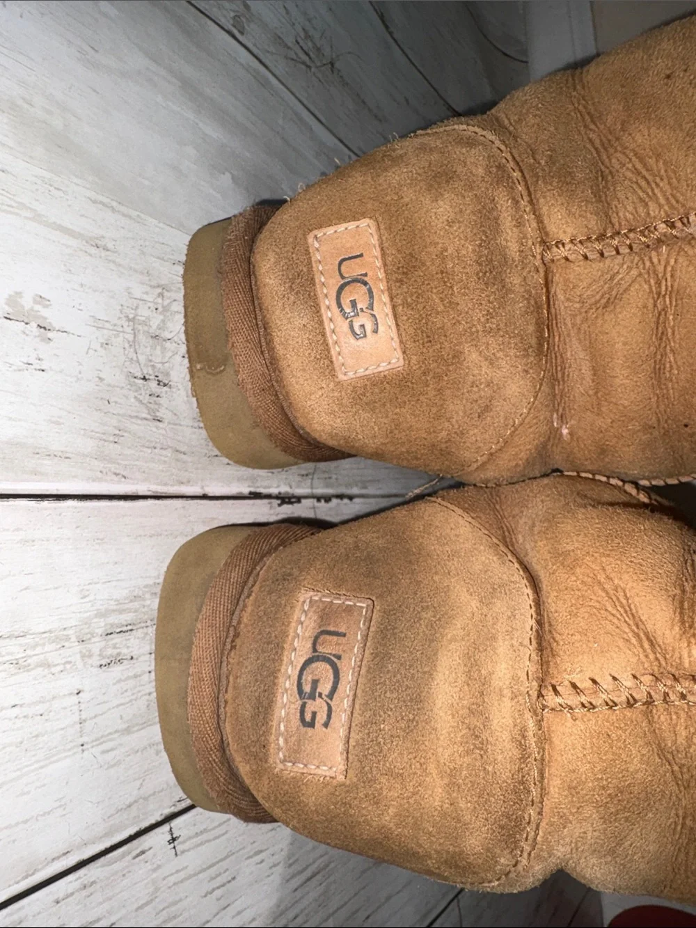UGG Chestnut Shearling Cuff Short Winter Boots pre-owned size 9 women’s - Picture 3 of 9